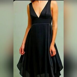 Anthropologie Moulinette Soeurs Whitney Asymmetrical Midi Dress Black